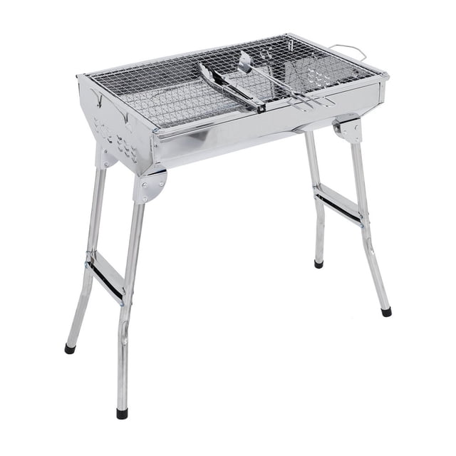 CHUANK Grill Barbecue Portable BBQ Stainless Steel Folding BBQ Kabab Grill Camping Grill Tabletop Grill Hibachi Grill For Shish Kabob Portable Small Grill