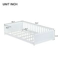 thumbnail image 6 of Twin Size Floor Bed with Built-in Book Rack and Door, Low Profile Platform Bed with Guardrails for Small Space, Rubber Wood Floor Bed Frame with Slats, White, 6 of 6
