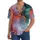 thumbnail image 1 of Balery Colorful Abstract Waves Camisa Casual de Manga Corta con Botones para Hombre, Texturizada, Estilo Cubano, para Playa, Verano-X-Large, 1 of 5