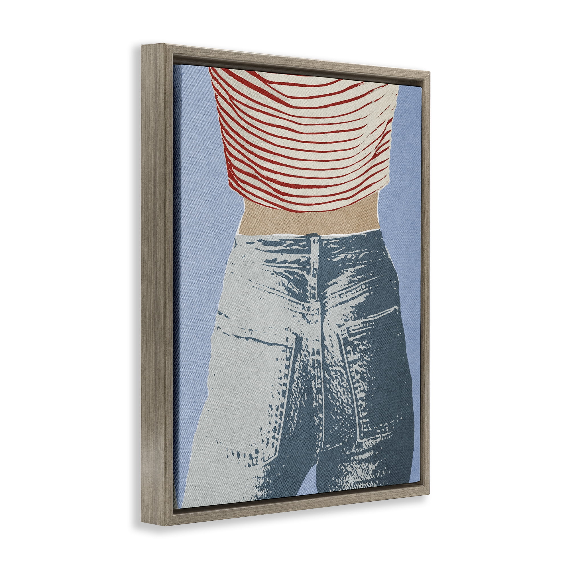 Stupell Industries Favorite Jeans Vintage Brown Framed Floater Canvas Wall Art, design by Victoria Barnes
