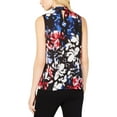 thumbnail image 2 of Nine West Women's Floral Printed Keyhole Sleeveless Blouse (XS, Black/Night Sky), 2 of 2