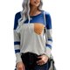 thumbnail image 1 of Camiseta de manga larga con rayas azules XXL y cuello redondo informal con dobladillo irregular para mujer, 1 of 6
