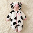thumbnail image 6 of RUINIXCW Baby Animal Cosplsy Warm Girls Boys Cute Cow Plush Hooded Romper Cosplay Jumpsuit for Halloween Holiday Outfit, 6 of 9