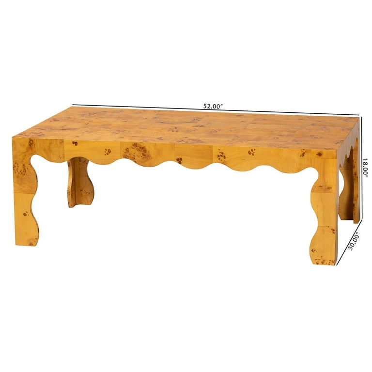 bali & pari Huxley Modern Coffee Table, Natural Burl Wood