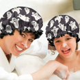 thumbnail image 6 of Shower Caps,Cute Halloween Ghosts Pattern Waterproof Shower Cap for Women 4 Pieces,Double Reusable Hair Cover for Shower PEVA Elastic Stretch Hem, 6 of 7