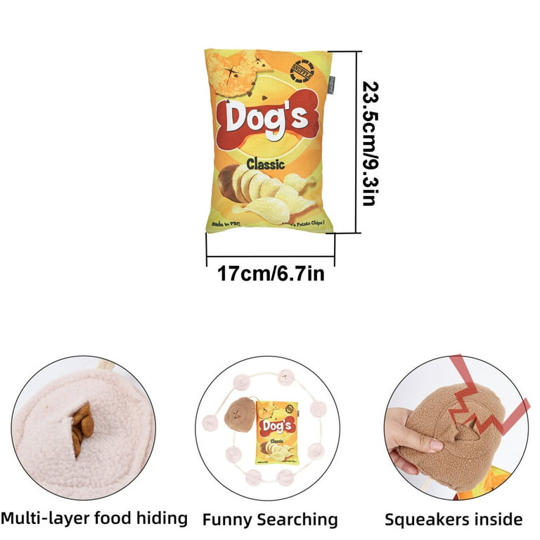Great Fun Snack Toys For Pet Dogs Plush Chips Toys With Funny Expressions  for Chip and Potato Toys Yellow 