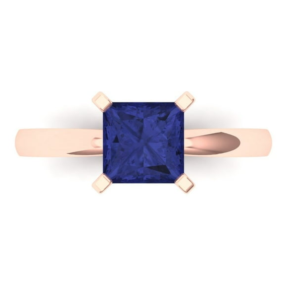 Clara Pucci 14K Rose Gold 1.5ct Tanzanite Solitaire Ring for Women