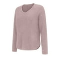 thumbnail image 4 of HLKJKLS Long Sleeve Shirts For Women V Neck Real Sequin Glitter Knitted Sweater Polyester Spandex Winter Cozy Pink S-3Xl, 4 of 9