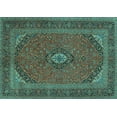 thumbnail image 1 of Ahgly Company Indoor Rectangle Medallion Turquoise Blue Traditional Area Rugs, 7' x 10', 1 of 4