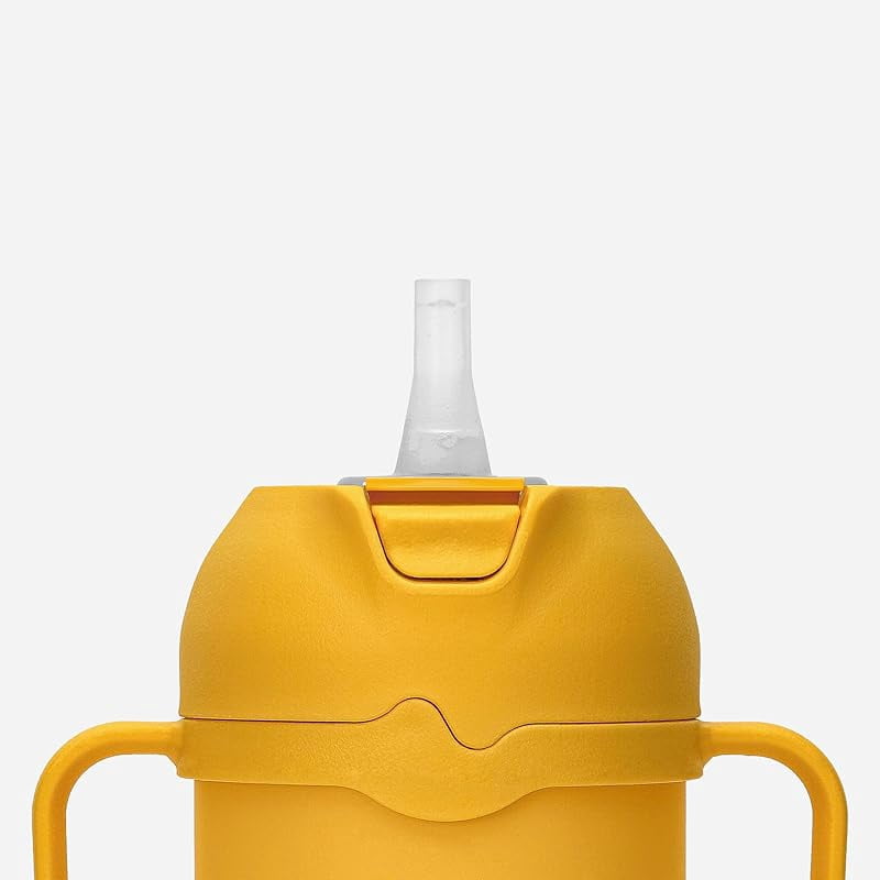 Toddler Tumbler 8oz Insulated Sippy Cup with Silicone Straw and Spout, Yellow (Yellow)