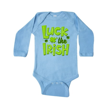 

Inktastic St. Patrick s Day Luck O the Irish Shamrock Replacing O Gift Baby Boy or Baby Girl Long Sleeve Bodysuit