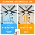 thumbnail image 6 of Craftian 72in Modern Black Ceiling Fans with Lights and Remote Control, Ceiling Fans with 8 Aluminum Blades and 6 Speed, 6 of 10
