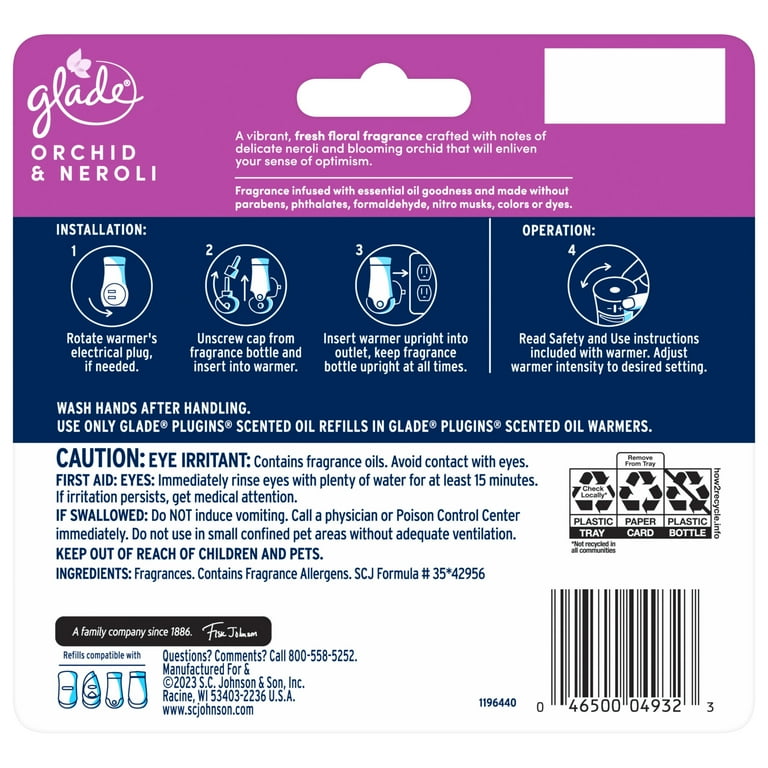 Glade Scented Oil Refills Orchid Neroli, Air Freshener, 0.67 oz, 5