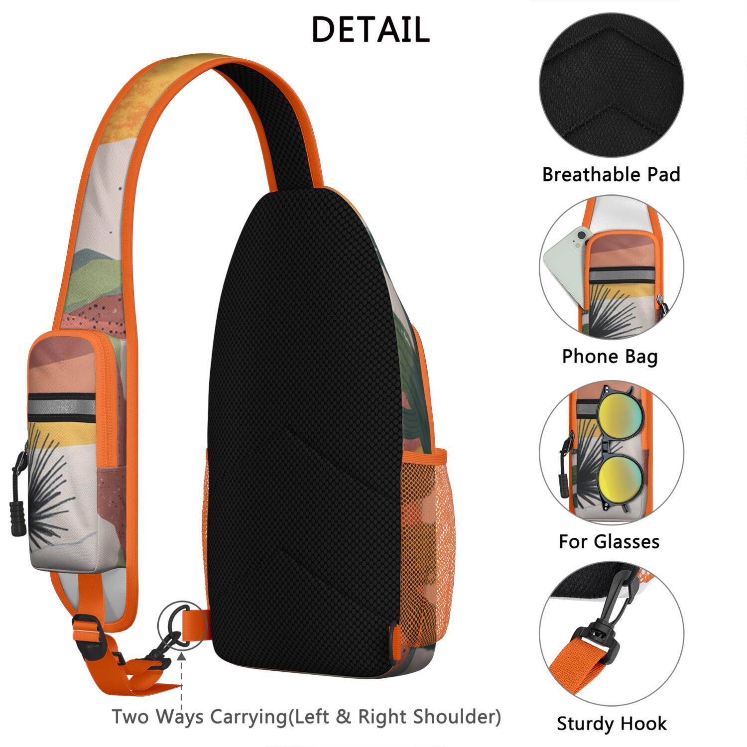 Chest Bag Crossbody Shoulder Bag Small BackpackHiking Sling Backpack for Hiking Dating Gym Cycling Working Cactus Desert