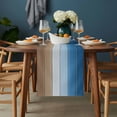 thumbnail image 2 of Blue Brown Table Runner - 108 Inch Long, Kitchen Dining Table Runner Dresser Scarves, Vintage Farmhouse Gradient Wooden Grain Farmhouse Decor for Coffee Tables Wedding Party Banquet, 2 of 8
