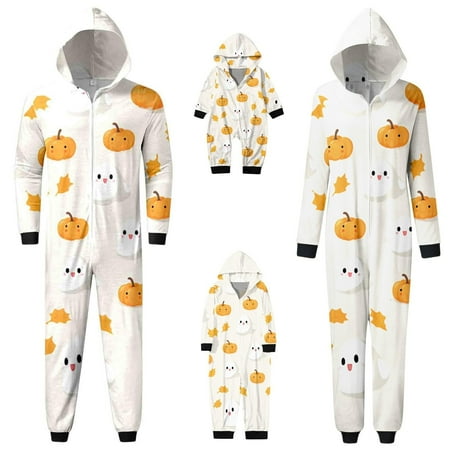 

Binhe Clearance Pumpkin Print Family Matching Halloween Pajamas Fun Bodysuit Sleepwear Set for Mom Dad Kids and Baby Perfect Cozy Fall Holiday Jumpsuits for Family Funny Adult Onsies and Baby Footless