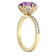 thumbnail image 4 of 2.50 ctw Amethyst Ring with Diamonds 14K Yellow Gold Flower Vintage Halo, 4 of 6