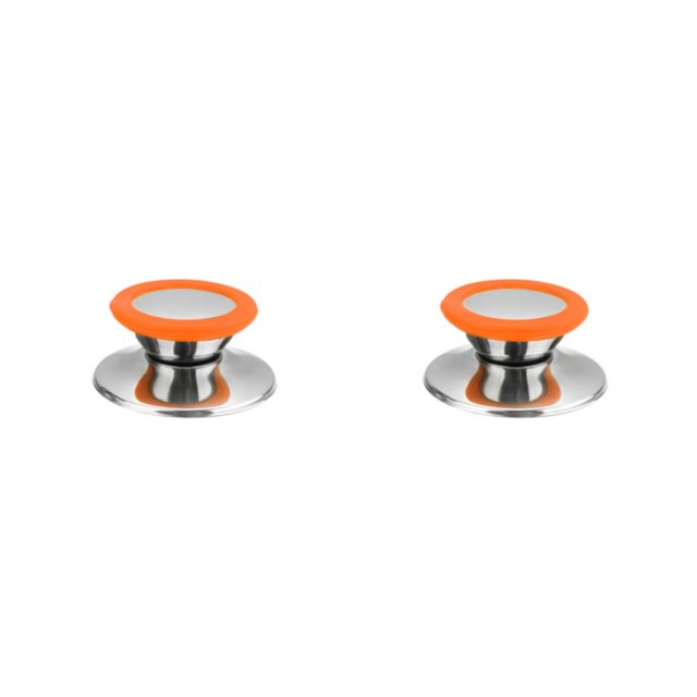 Perilla Universal Injueey de Acero inoxidable para tapa de olla antiquemaduras Naranja Pequeño 2Conjunto