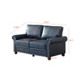 thumbnail image 2 of 2-Seater Sofa, Upholstered PU Leather Loveseat Sofa Chair with Storage Drawer, Wood Legs, Large Back, Nail Decoration, Modern Accent Sofa Couch for Living Room, Guest Room, Navy Blue, 2 of 8