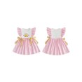 thumbnail image 2 of Cjfdfy Toddler Baby Girl Back to School Dress Kindergarten Outfits Baby Girls First Day of School Outfit 2 3 4 5 6 7 Years Apple School Bus Embroidered Bows Flying Sleeve Plaid Summer Fall Dress, 2 of 9