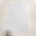 thumbnail image 5 of Men's Stand Collar Button Linen Tank Top Sleeveless Vest Henley T-Shirt Summer Breathable Tee Base Tops White-A, 5 of 9