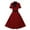 Burgundy, variant on IROINNID Wedding Guest Dresses for Women Evening Night Formal Fall Dress Retro V-neck Short Sleeved Button Waistband Large Elegant A-Line Dress,Burgundy