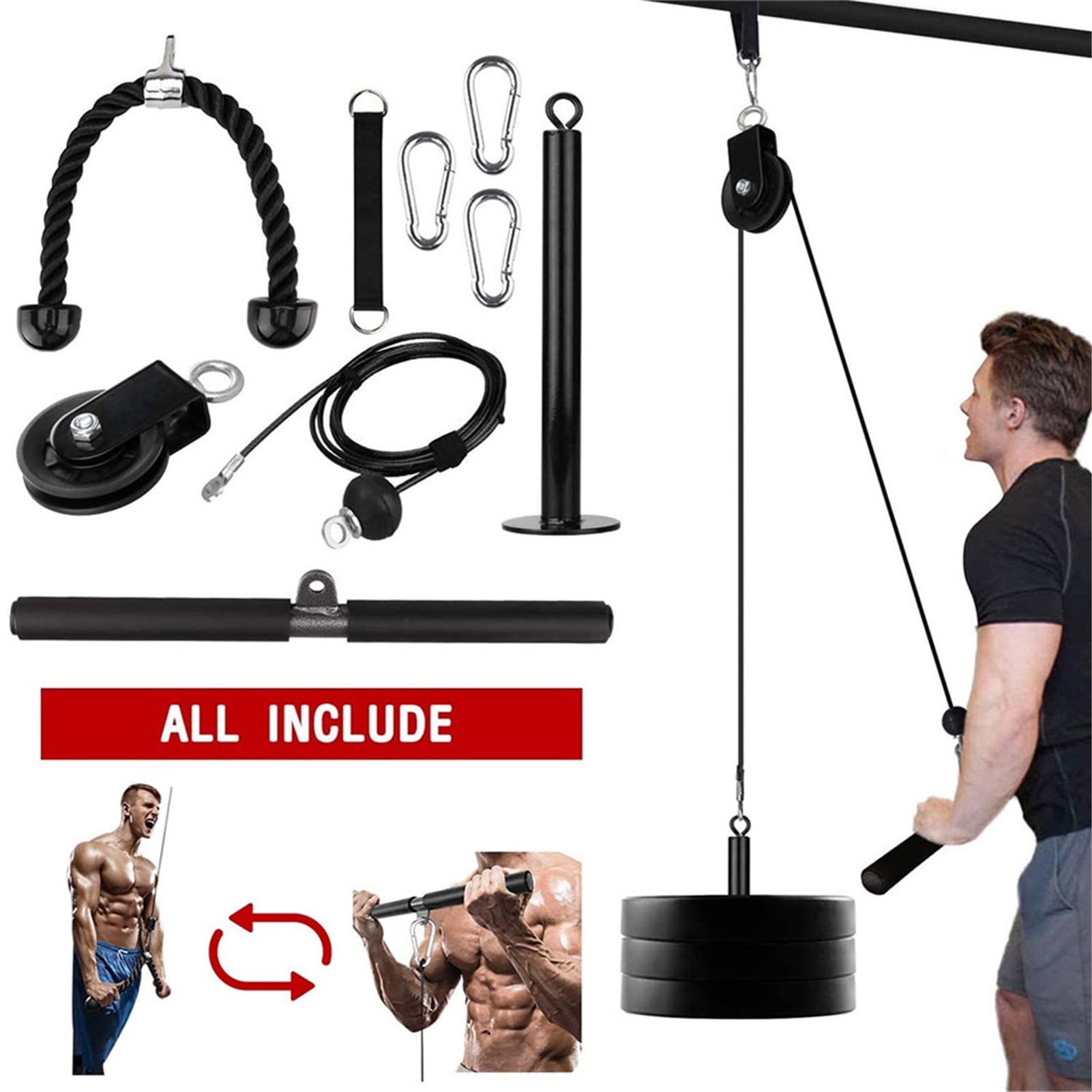Muscle Strengthening Arm Strength Fitness DIY Pulley Cable Machine Home Workout 