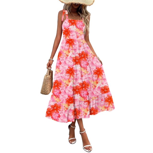Vestido de verano Zeagoo maxi vestido casual hawaiano con bolsillos