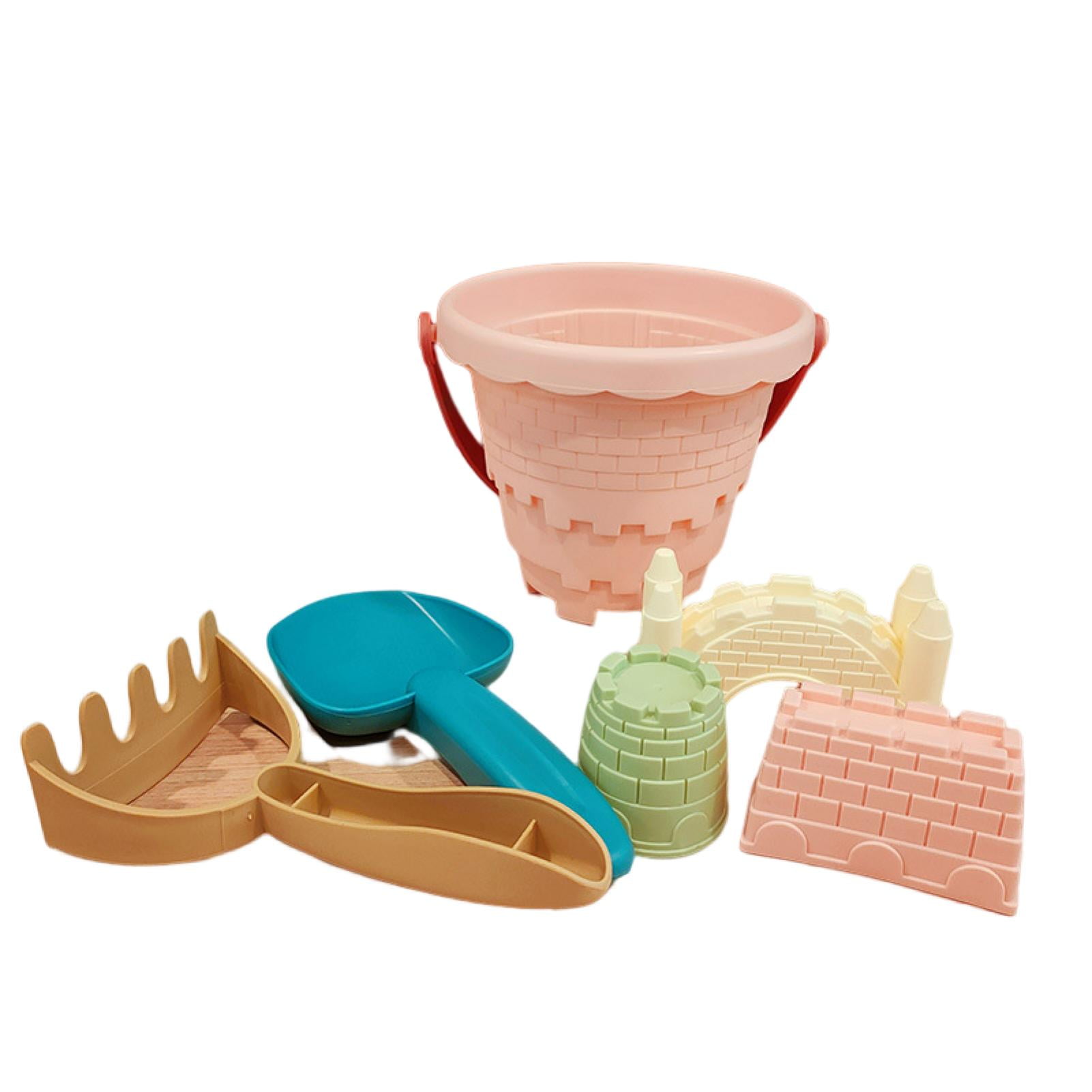 huanledash 1 Set Beach Sand Toys Colored Sand Bucket Shovel Rake Castle