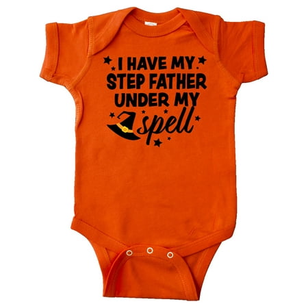 

Inktastic I Have My Step Father Under My Spell with Cute Witch Hat Gift Baby Boy or Baby Girl Bodysuit