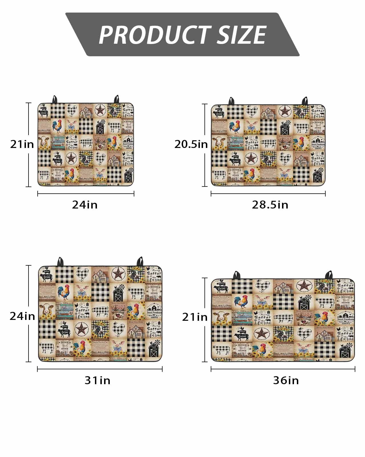 Stove Top Covers for Electric Stove, Animals Farmhouse Glass Stovetop Cover Protector, Vintage Farm Country Star Brown Plaid Induction Cooktop Protector Oven Mat for Kitchen Countertop 24"x21"