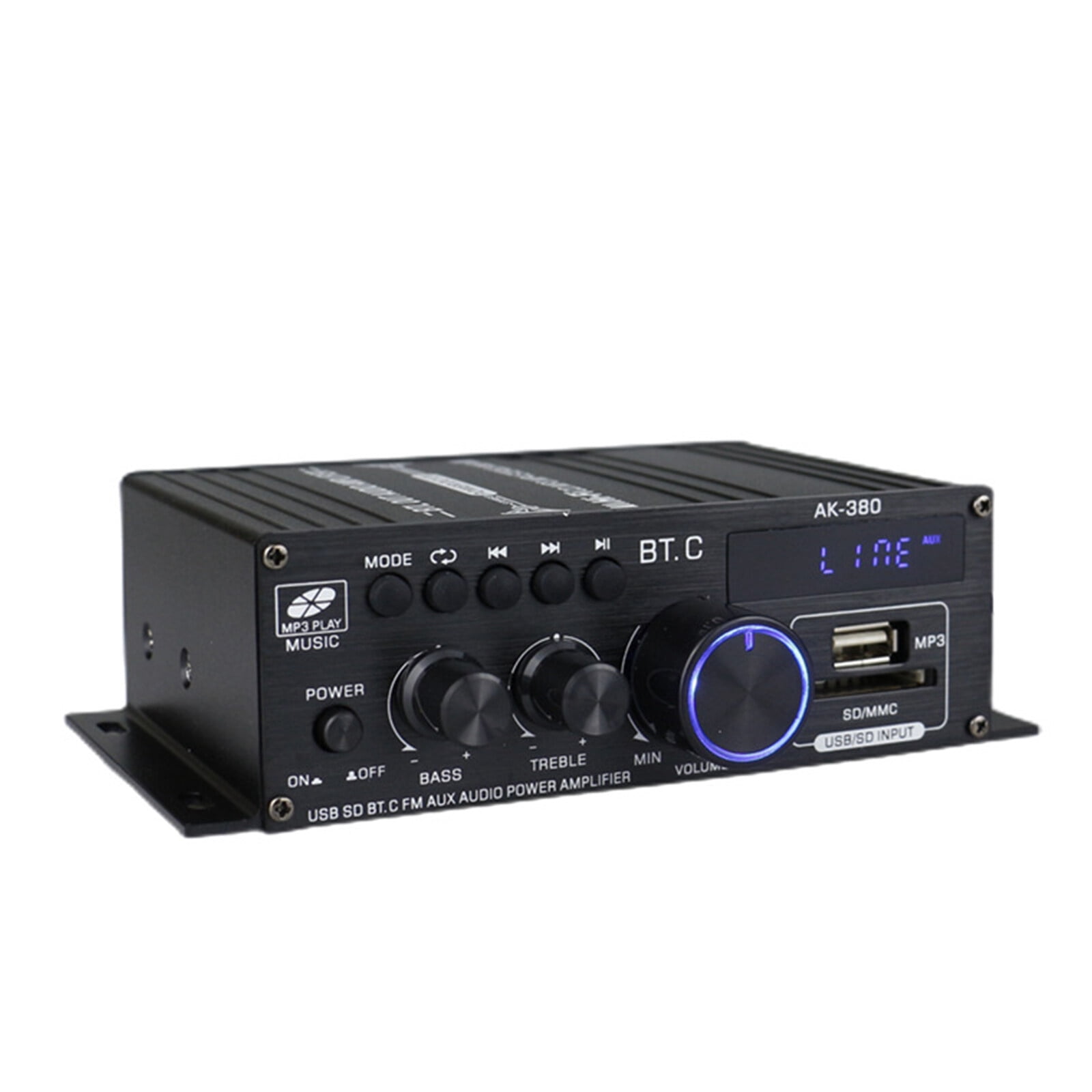 Yolispa 800W 2 Channel Bluetooth Amplifier with LCD Digital Display Stereo Receiver, Stereo Amp for Home Theater Car RV,USB/SD Card/RCA/Mic/FM