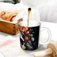 thumbnail image 3 of Yiaed Flower Horn Skull Print Ceramics Coffee,Large Handle Design,Extra Large Tea and Coffee Cup for Office and Home Mugs, 3 of 6