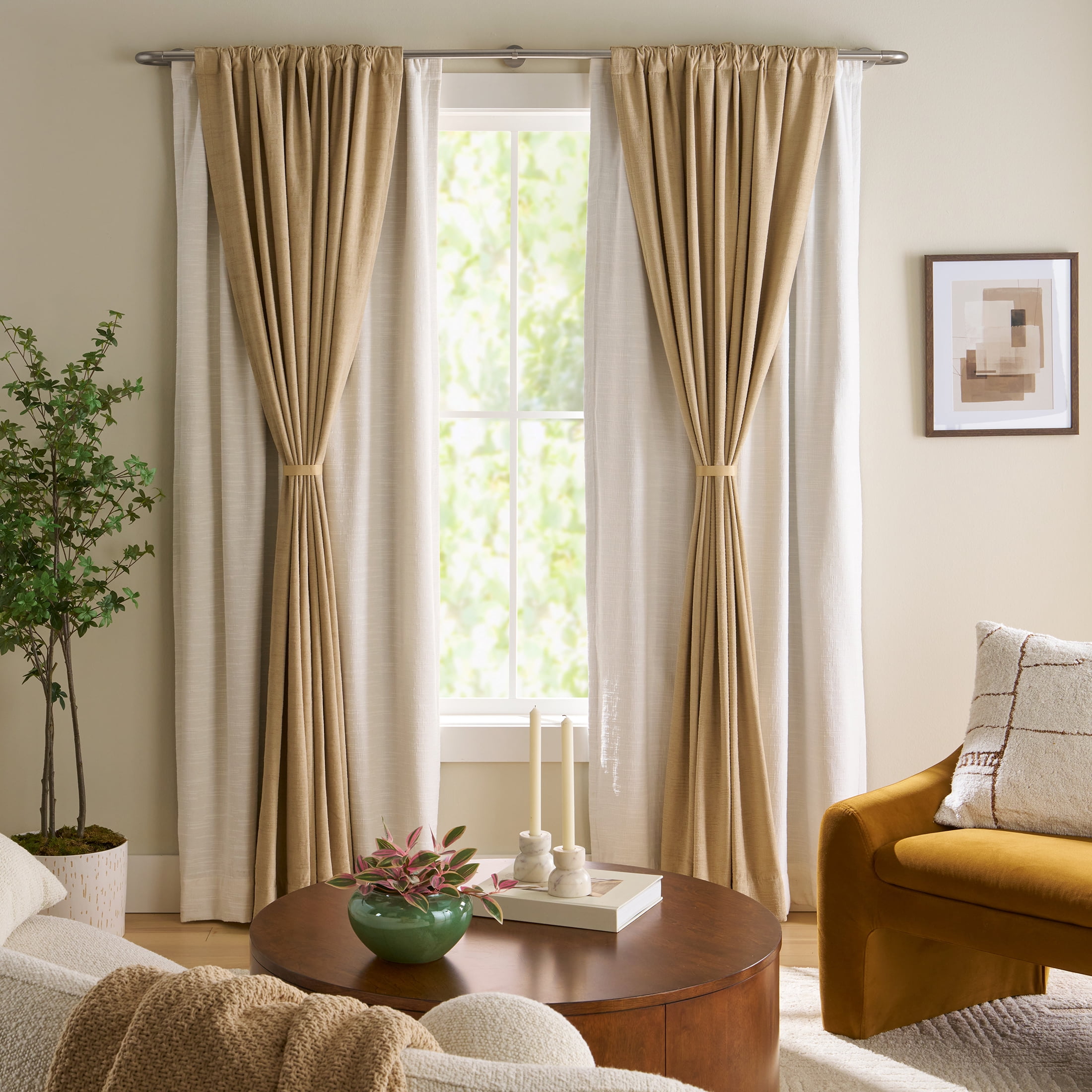 Better Homes & Gardens Satin Nickel Adjustable Double Curtain Rod Set, 1 in and 5/8 in, 32-120 in