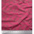 thumbnail image 1 of Soimoi Pink Japan Crepe Satin Fabric Insect & Artistic Print Sewing Fabric BTY 42 Inch Wide, 1 of 1