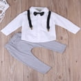 thumbnail image 2 of Little Gentleman Newborn Baby Boy Clothes White T-shirt Tops + Overalls Suspender Trouser 2PCS Outfit Spring Autumn Suit, 2 of 6