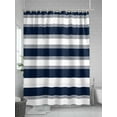 thumbnail image 5 of Shower Curtains for Bathroom-72"x84", Simple Blue Grey White Stripes Waterproof Bath Curtain Grommet Shower Curtain Set with Hooks, Classic Horizontal Stripe Washable Bath Accessories, 5 of 6