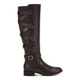 thumbnail image 2 of THALIA SODI Womens Brown Laced Back Cushioned Goring Buckle Accent Veronika Almond Toe Block Heel Zip-Up Riding Boot 7.5 M, 2 of 4