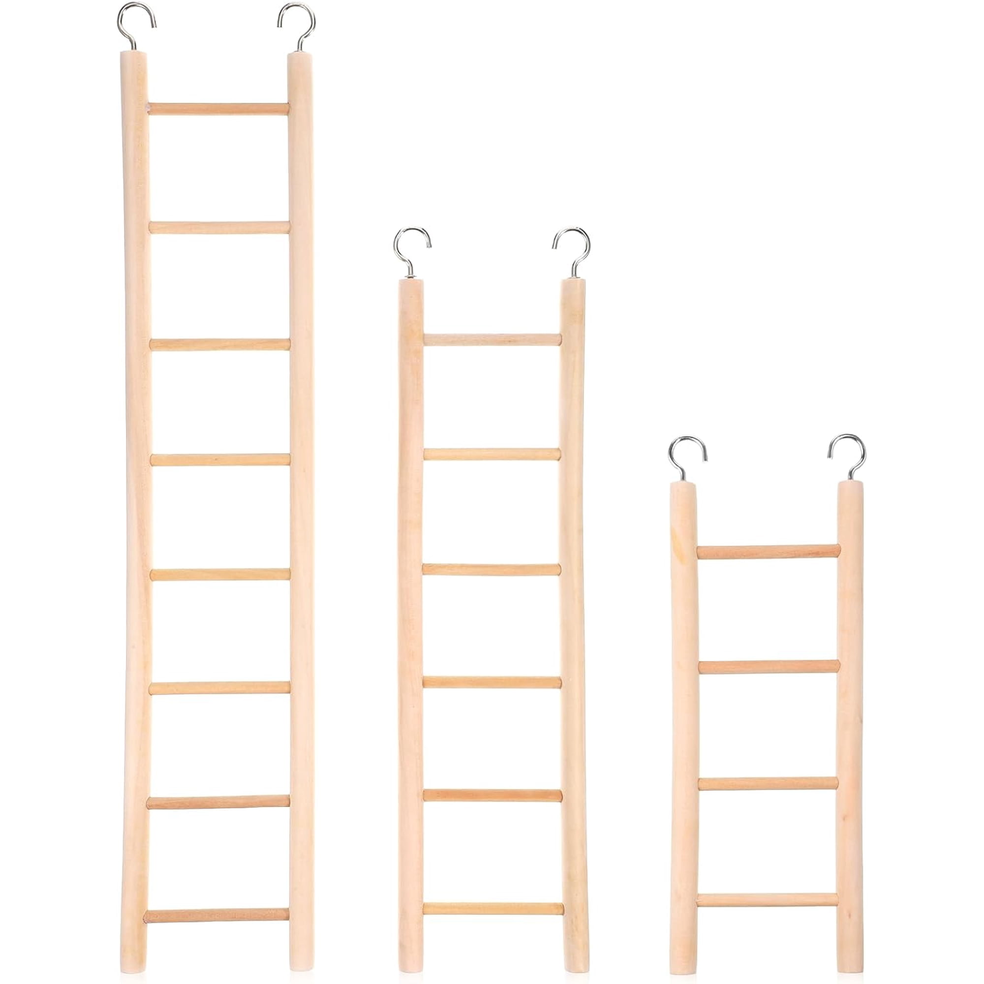 3 Pcs Bird Ladder, Wooden Bird Cage Ladder Bird-Ladder for Cage Climbing Ladders for Parakeets Parrots Cockatoo