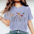 thumbnail image 2 of Hyknon Graphic Tees for Women 2025 Fashion Floral Printed Short Sleeve Round Neck T-shirt Mother's Day Gifts Casual Loose Fit Versatile Summer Tops, 2 of 7
