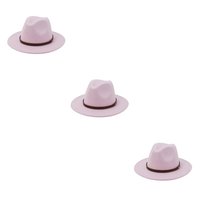 Sonducket Sombrero con hebilla de cinturón Vestido de moda de otoño Gorros de ala ancha Cálido Lana Mujeres Vaquero Niños Iglesia Fiesta Rosa Type1 NO1