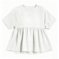 thumbnail image 5 of Dxzfnsa Short Sleeve Shirts for Women Casual Spring Summer Tops Ribbed Knit Striped Womens Tops Crewneck Loose Fit T Shirts S-2XL, 5 of 6