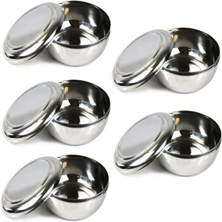 

5 Pcs Stainless Steel Rice Bowl with Lid Set Kitchen Restaurant Multi-Purpose Stainless Steel Bowl + Lid Set
