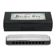 thumbnail image 1 of Blues Harmonica 10 Holes Mouthorgan D Key Stainless Steel ABS Resin Wind InstrumentBlack, 1 of 4