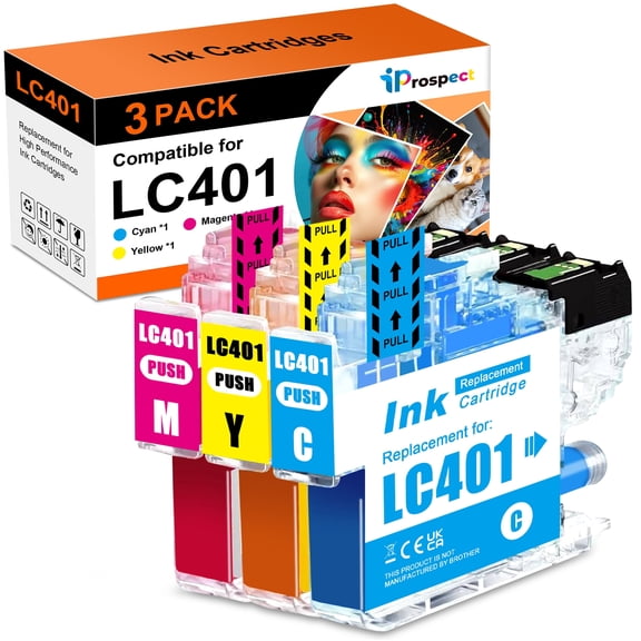 LC401XL Ink Cartridges Compatible for Brother LC401 Work with Brother MFC-J1010DW MFC-J1012DW MFC-J1170DW Printer (3, Multicolor, XL)
