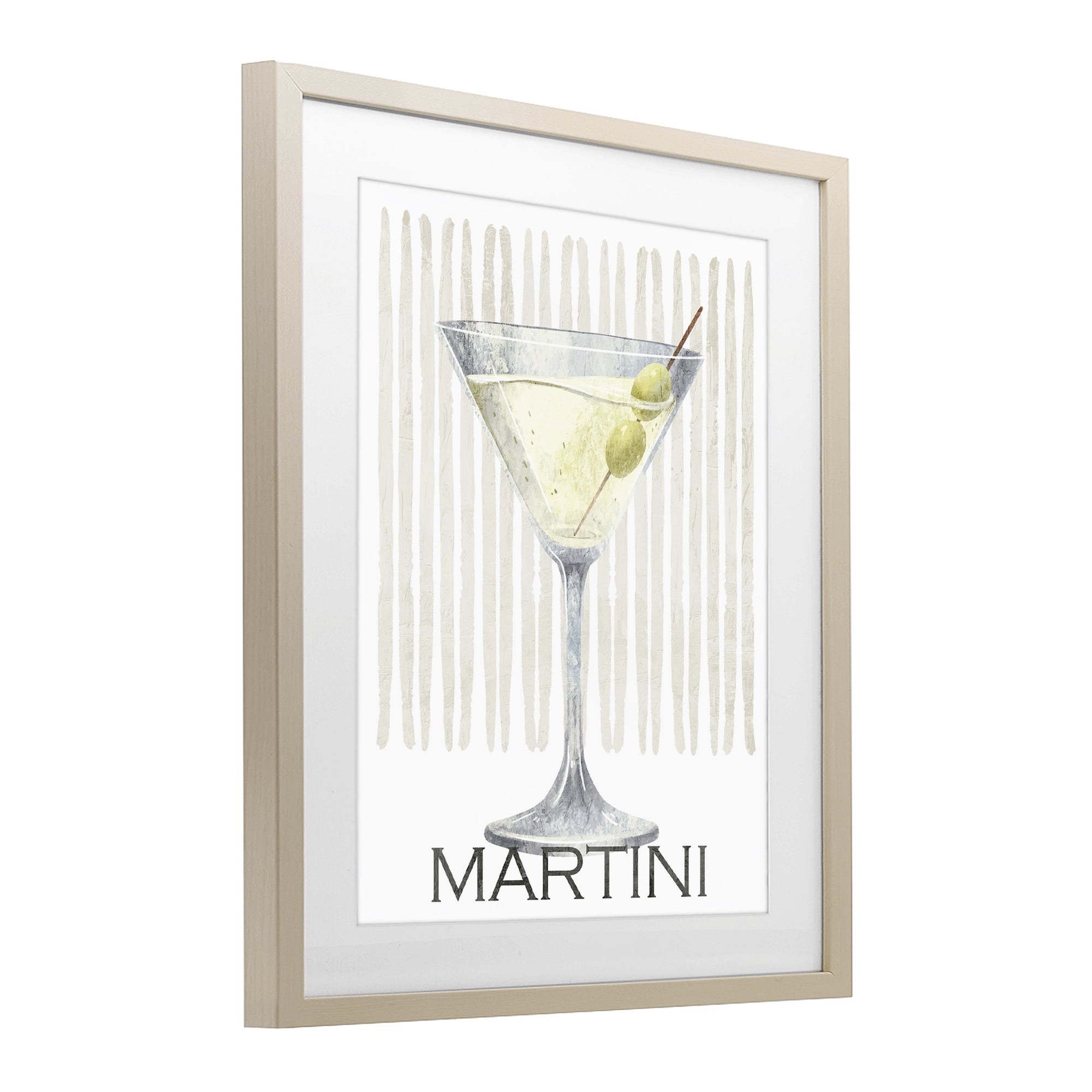 Stupell Industries Subtle Martini Drink Birch Framed Print Under Glass, design by Kim Allen