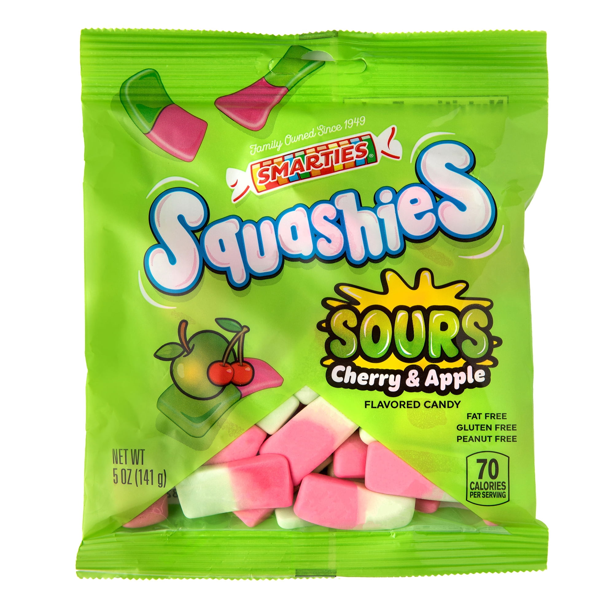 Smarties Squashies Sours Top Allergen Free Gummies in Cherry Apple Flavor