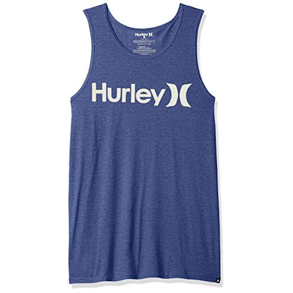 Hurley Men's One & Only Graphic Tank Top, deep Royal Heather//Light Cream, XL