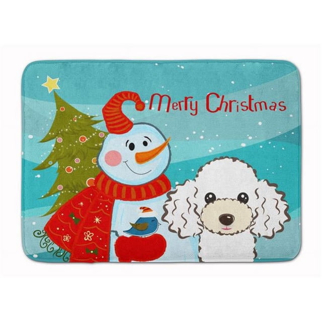 Carolines Treasures BB1877RUG Snowman with White Poodle Machine Washable Memory Foam Mat