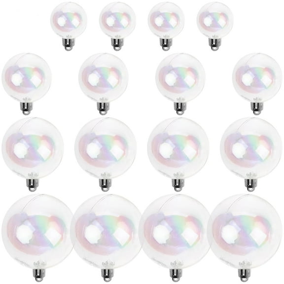 Clear Plastic Christmas Ball Ornaments Iridescent Christmas Ornaments 4 Sizes 16 Pcs Fillable Ball Pendant Bauble Christmas Balls Hanging Ornaments for DIY Crafts Wedding Xmas Tree Decor